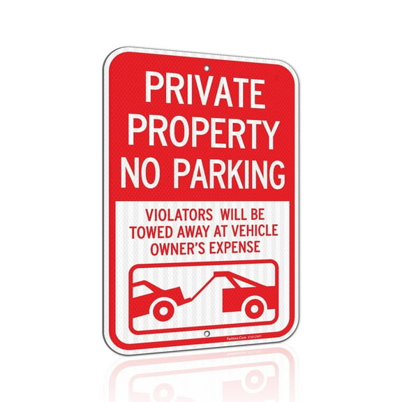 Faittoo Private Property No Parking Sign, Violators Will Be Towed Away at Vehicle Owner's Expense Sign, 18 x 12 Engineer Grade Reflective Aluminum Sign