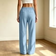 thumbnail image 2 of ZHOGXU Casual Wide Leg Drawstring Pants Womens With Elastic Waist Loose Straight Trousers Solid Color Sport Sweatpants Classic Style, 2 of 7