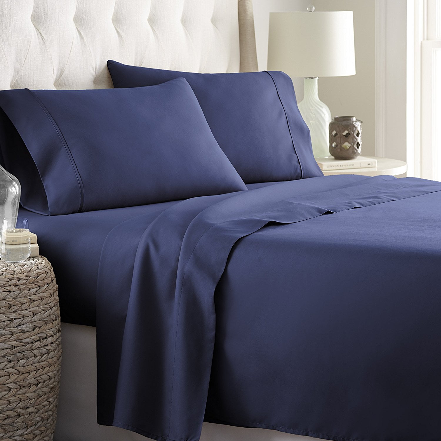 Hotel Quality Sheet-Set Twin XL Size – Solid Navy Blue Luxury Double
