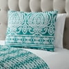 Mainstays Stripe Teal Damask Polyester Pillow Sham, King - Reversible (1 Count)