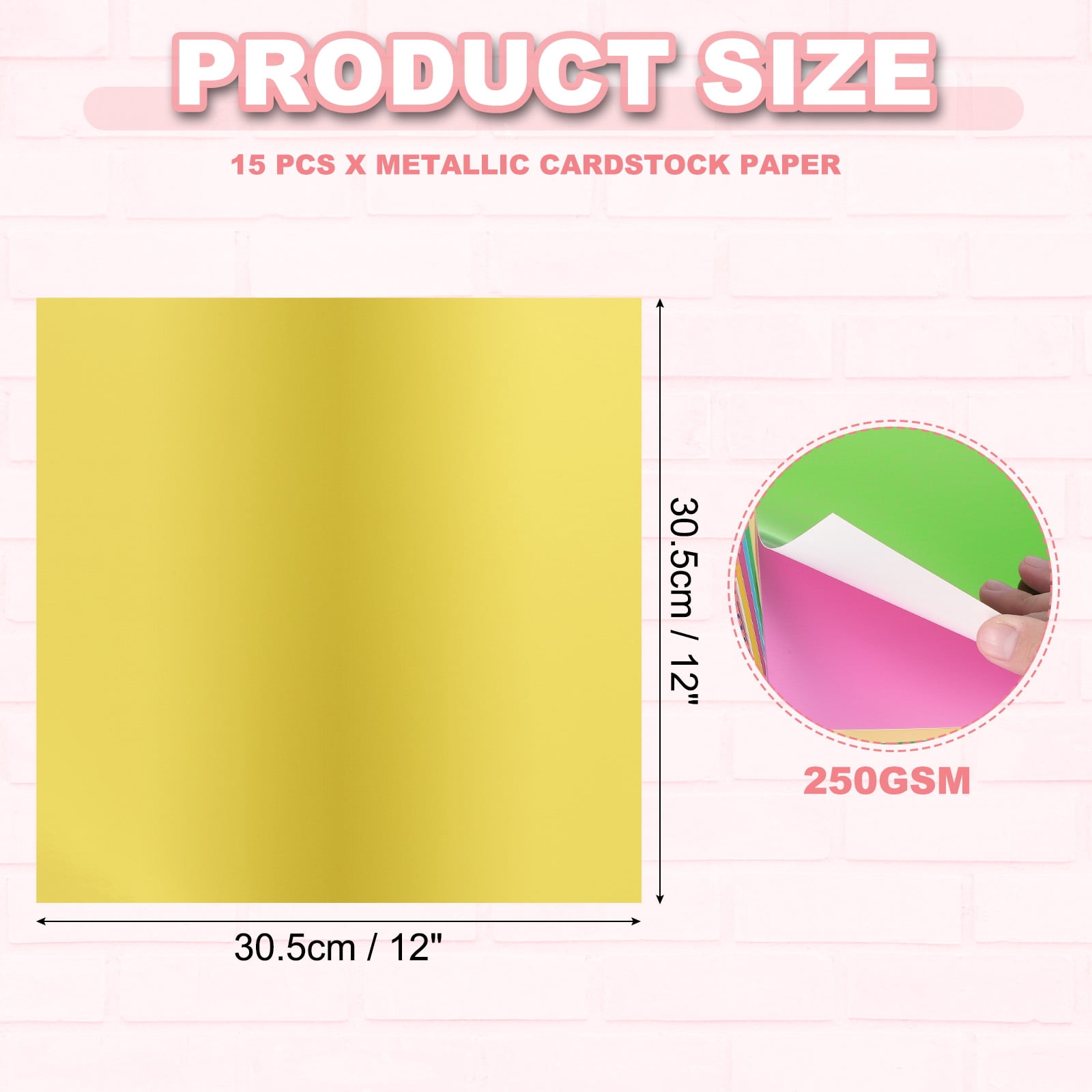 Uxcell 12x12 Inch Metallic Cardstock Paper, 15 Pcs 250GSM Foil Mirror Finish Card Stock Board Sheet for Crafting Wedding, Light Gold