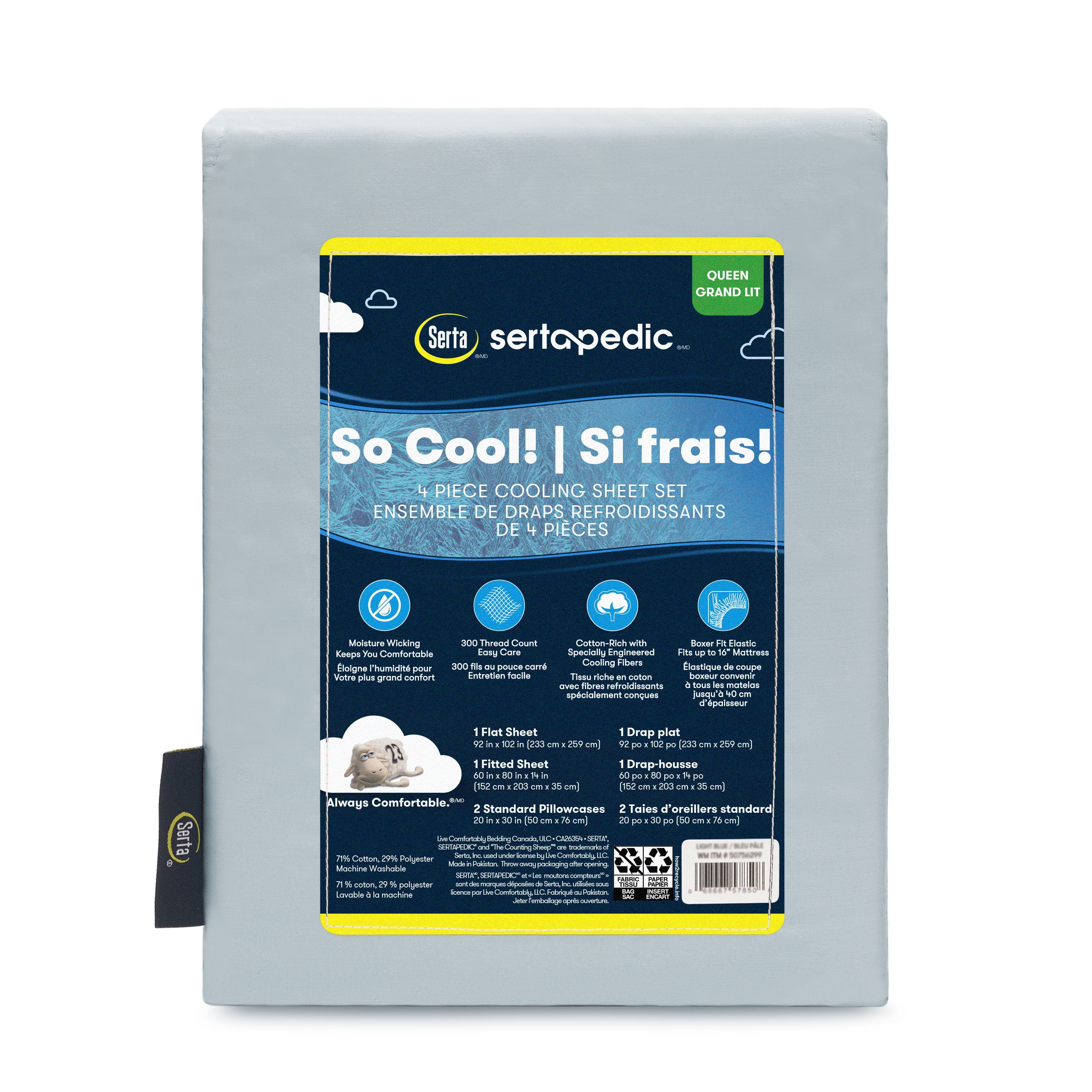 Sertapedic So Cool! 4pc Cooling Sheet Set, Sertapedic Cooling 4pc Sheet Set