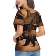thumbnail image 3 of Women's V Neck T Shirts Casual Short Sleeve Tops Blouse, Rustic Lodge Cabin Bear Southwestern Vintage, 3 of 6