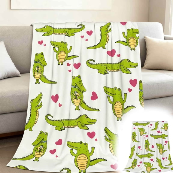 Personalized Throw Blanket - Alligators Blanket Super Softy Warm Crocodiled Throw Blanket Cozy Fluffy Cartoon Alligators Animal Lightweight Flannel Gifts Blankets for Kids Adults 40"X30"