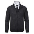 thumbnail image 6 of Timoontee Men's Cardigan Coats Modern Fit Long Sleeve Knitted Coats Full Zip Stand Collar Casual Tops Solid Pockets Outerwear Coats Black L, 6 of 6