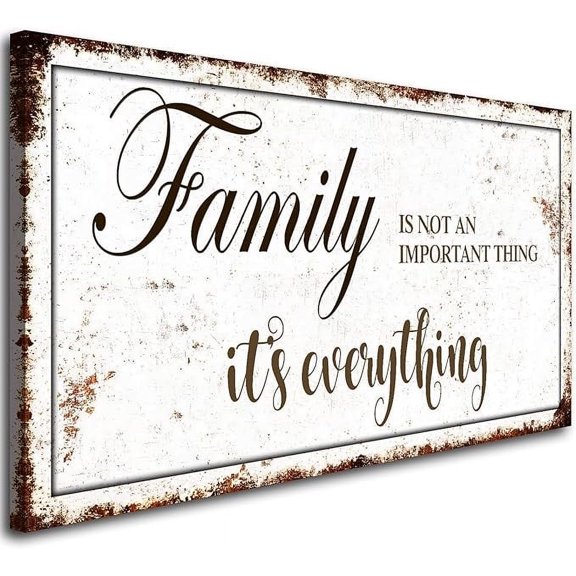 Family Quotes Canvas Wall Art,Family is Everything Wall Decor,Rustic Farmhouse Wall Art,Inspirational Positive Motto Canvas Prints Painting Unframed
