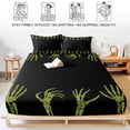 thumbnail image 5 of Twin XL Size Fitted Sheet Set - Black Halloween 2 Piece Bedding Sets 16" Deep Pocket Fitted Sheet with 1 Pillowcases, Farmhouse Spooky Green Hands Skeleton Brushed Microfiber Hotel Luxury Bed Sheets, 5 of 9