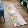 thumbnail image 4 of Easter 2'x6' Runner Rug, Country Rabbit Feet Eggs Leaves Pink Wooden Grain Washable Non-Slip Area Rugs for Hallway Kitchen Floor Bedroom Entryway, StainResistant Laundry Carpet Decoration Indoor Mat, 4 of 9