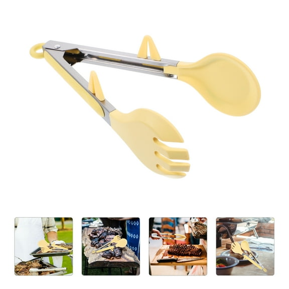 PENIKOKO Round with Stand Self-Locking Yellow Tongs for Kitchen Use 1Pack 9.4x2.4x1.2in