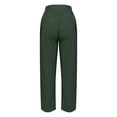 thumbnail image 4 of BODOAO Women's Linen Cropped Pants Ankle Capris Straight Leg Trousers Cotton and Linen Elastic Waistband High Waistband Pocket Pants Side Nine Point Pants Loose Pants Straight Leg Pants Army Green L, 4 of 5