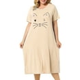 thumbnail image 6 of Unique Bargains Women's Plus Nightgown Short Sleeve Cat Print Nightshirt, 6 of 8