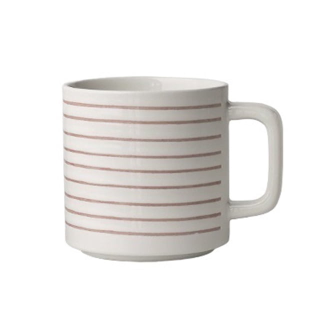 Taza de café de cerámica con líneas geométricas simples for té, cacao, leche y café en casa y en la oficina.
