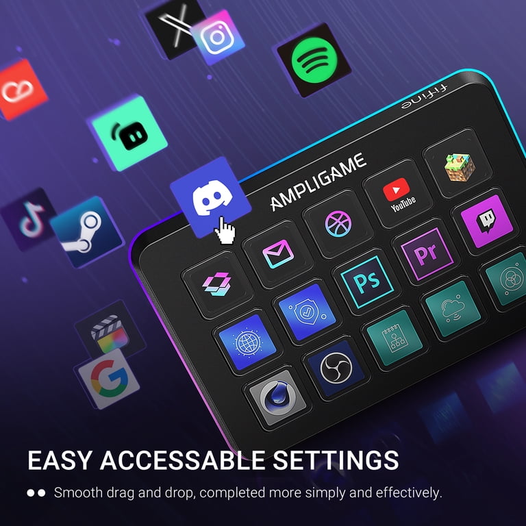 FIFINE D6 Stream Controller with 15 Customizable Macro Keys