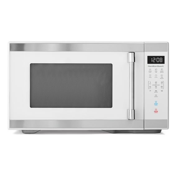 Hamilton Beach 1.1 Cu ft Countertop Microwave Oven, White and Stainless Steel
