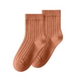 thumbnail image 4 of Unisex boys Girls Cotton Socks Solid Color Soft Stretchy Ankle Socks Kids Casual Comfy Socks for Everyday Wear Brown 6-8 Years, 4 of 6