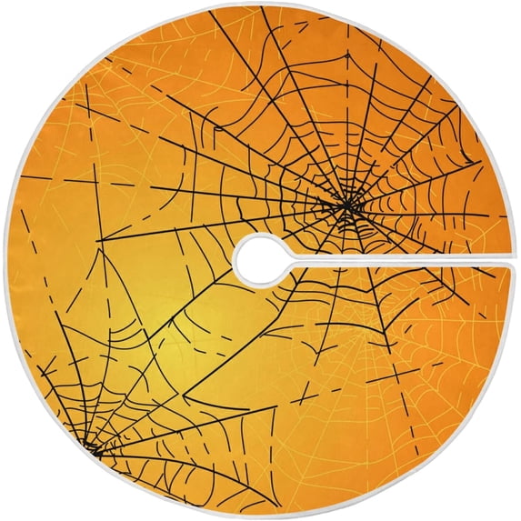 FMSHPON Halloween Spiders Web Xmas Christmas Tree Skirt Stand Mat for Holiday Party Decoration Indoor Outdoor 36 inches