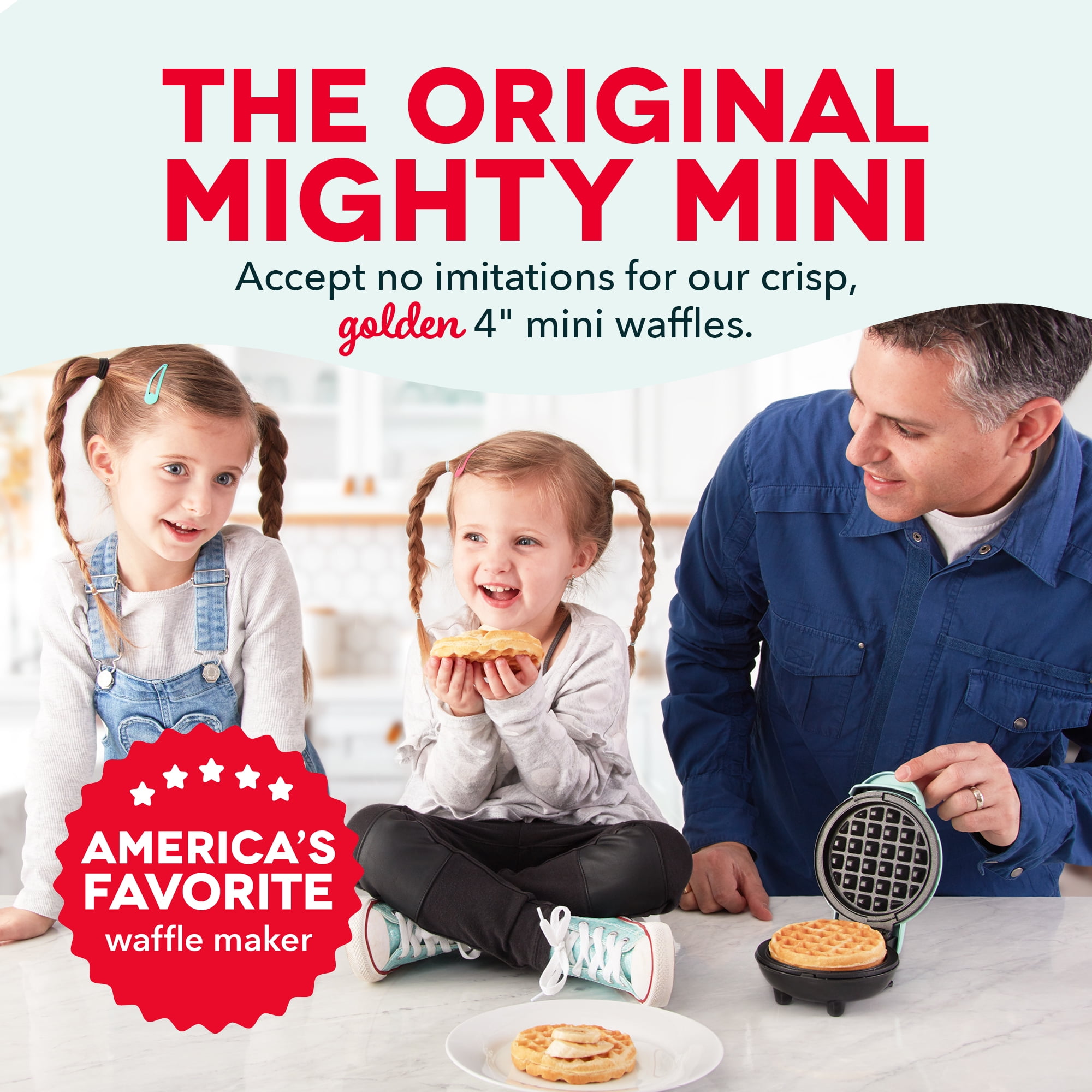 Dash Mini Waffle Maker Machine for Individuals, Paninis, Hash Browns, & Other on the Go Breakfast, Lunch, or Snacks, with Easy to Clean, Non-Stick Sides, Aqua