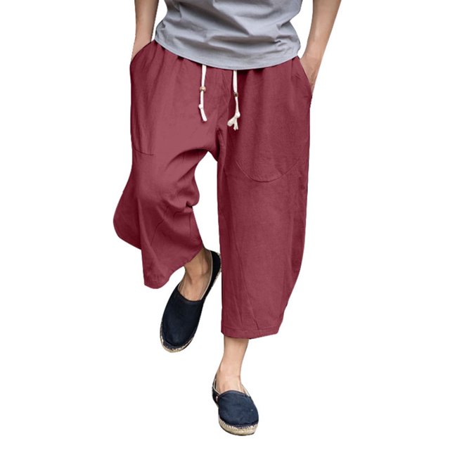 PMUYBHF White Compression Shorts Men Men'S Cropped Shorts Loose Elastic Drawstring Conical Casual Linen Shorts For Men Shorts For Men Casual Bike Shorts Men With Padding And Suspenders