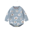 thumbnail image 1 of 2025 Bébé Fille Garçon Pull Barboteuse Imprimé Mignon Manches Longues Col Rond Combinaison Bleu Clair, 1 of 9