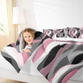 thumbnail image 4 of Manfei Girly Pink Minimalst Bedding Comforter Set, Stripes Ombre Twin Comforter Sets, Abstract Geometric Reversible Bedding Set, Breathable Home Decor, 2pcs, 4 of 8