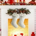 thumbnail image 6 of 2 Pack Large Velvet Christmas Stockings, 18 Inch Neutral Xmas Stockings with Ruffled Design & Hanging Loops for Fireplace Mantle, Vintage Holiday Party Decor, 6 of 6