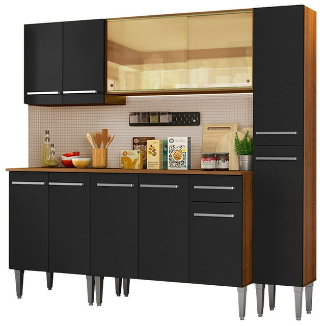 Cocina Integral Madesa Emilly West 201cm Marrón/Negro