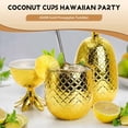 thumbnail image 5 of 2 Pack Pineapples Drink Cups, 450Ml Gold Pineapples Tumbler with Stretched Straw, Haw xwm25, 5 of 6