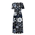 thumbnail image 6 of LWavelet Women's Plus Size Ditsy Floral Maxi Dress Short Sleeve Tie Waist Casual Cute Dress with Pockets Purple 5XL, 6 of 7
