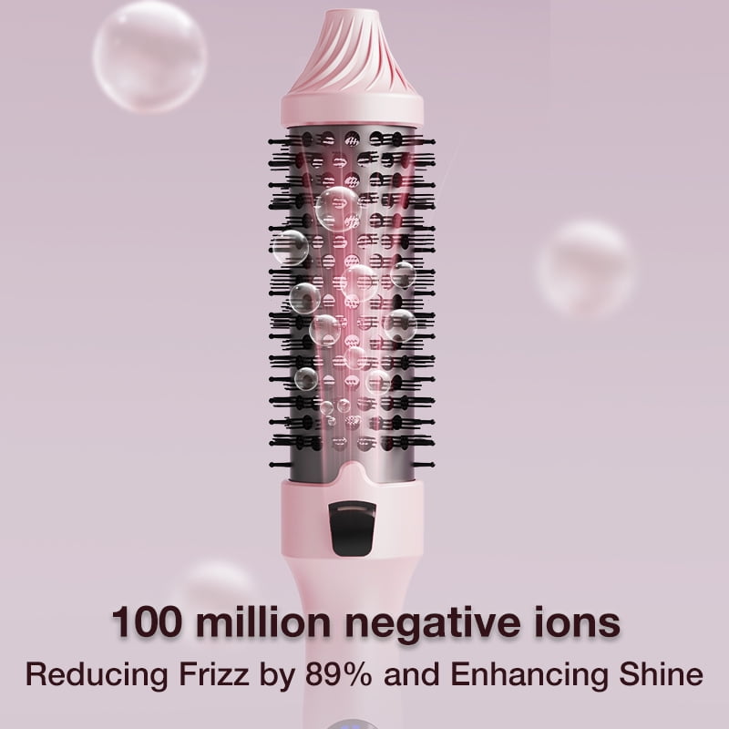1.5 Inch Ionic Heated Round Brush, Ceramic Tourmaline Curling Iron Brush, Hair Straightener & Volumizer Comb with PTC Fast Heating, Anti-Frizz, Dual Voltage Travel Styler