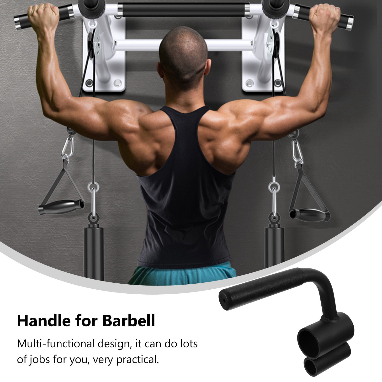 UPOUART Black Barbell Handle for Gym Accessory Back Pulling and Bicep Tension Training