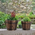 thumbnail image 5 of Small Wooden Bucket Barrel Planters – Rustic Flower Planters Pots Boxes Container with Drainage Holes for Indoor Home Decor Small Plants, 5 of 5