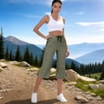 thumbnail image 6 of MLQIDK Pedal Pushers for Women Crop Capri Pants Dressy Casual Elastic Waist Knee Length Plus Size Capris Trendy Summer Crop Capri Pants with Pockets Green L, 6 of 6