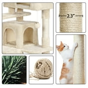 Alden Design 54.5 H Double Condo Cat Tree with Scratching Post Tower, Beige