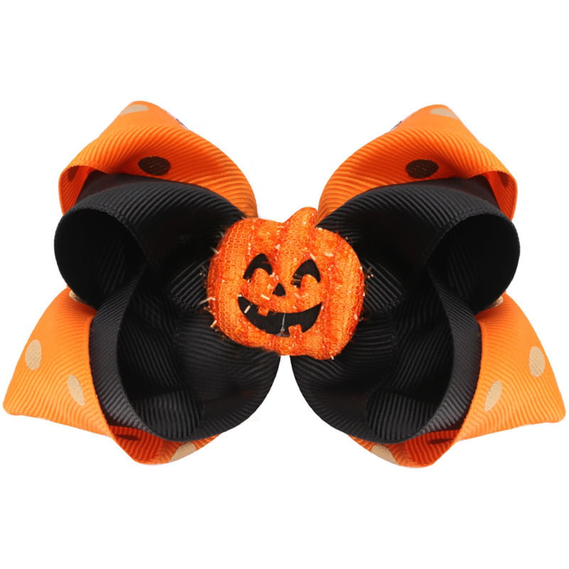 Halloween Bow Knot Hairpin Pumpkin Bow Tie Hair Pin Girl Halloween Decoration 