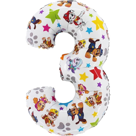 Globo de aluminio Toyland Paw Patrol, número 3, 72 cm, fiesta infantil