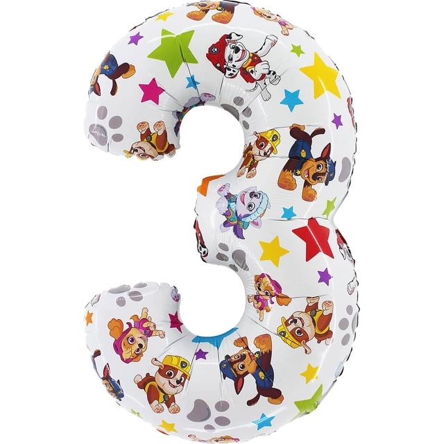 Globo de aluminio Toyland Paw Patrol, número 3, 72 cm, fiesta infantil