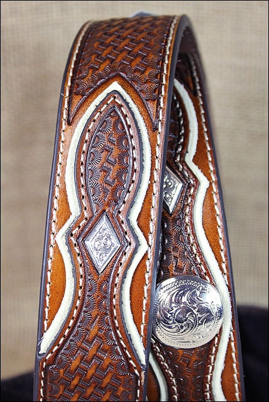 Nocona Western Belt Mens Leather Tooled Diamond Conchos Black N2509202 