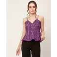 thumbnail image 2 of Moomaya Printed Peplum Tops For Women, Noodle Strap Blouse Top W/ Styles Back, 2 of 9