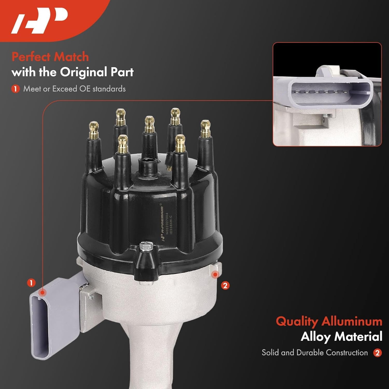 A-Premium Ignition Distributor with Cap and Rotor Compatible with Ford Ranger 1986-1989/1991-1992, Bronco II 1986-1990, 2.9L, Naturally Aspirated