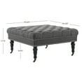 thumbnail image 6 of Linon Isabelle Square Upholstered Ottoman Black Legs in Charcoal Gray Fabric, 6 of 6