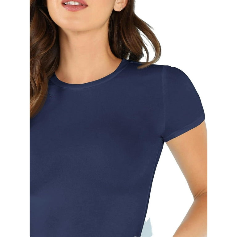 BlissClub Solid Women Round Neck Navy Blue T-Shirt - Buy BlissClub Solid  Women Round Neck Navy Blue T-Shirt Online at Best Prices in India