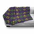 thumbnail image 3 of Mardi Gras Soft Flannel Fleece Blanket, Antique Old Fashioned Motifs in Mardi Gras Holiday Colors Tile Pattern, Cozy Plush for Indoor and Outdoor Use, 50" x 70", Purple Green Yellow, by Ambesonne, 3 of 6