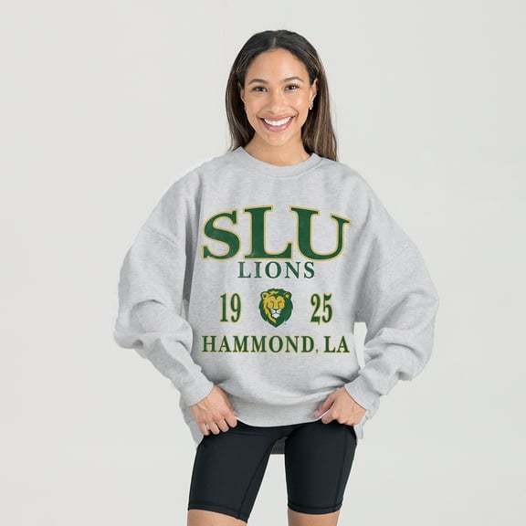 Women's Gameday Couture Ash Southeastern Louisiana Lions Premium Fleece Pullover Sweatshirt