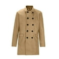 thumbnail image 3 of IYTR Men's Double Breasted Peacoat Lapel Solid Color Long Sleeve Coat Winter Warm Overcoat Long Trench Coat Khaki L, 3 of 6