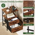 thumbnail image 4 of Eunos 2 Drawer Nightstand set of 2 with Charging Station and LED for Bedroom, Wood Grain Print, 4 of 8