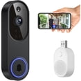 thumbnail image 1 of Wireless doorbell – Doorbells with camera – Wireless doorbell with camera for family – Secure smart video doorbell with HD night vision and remote intercom function – Reliable home security –, 1 of 6