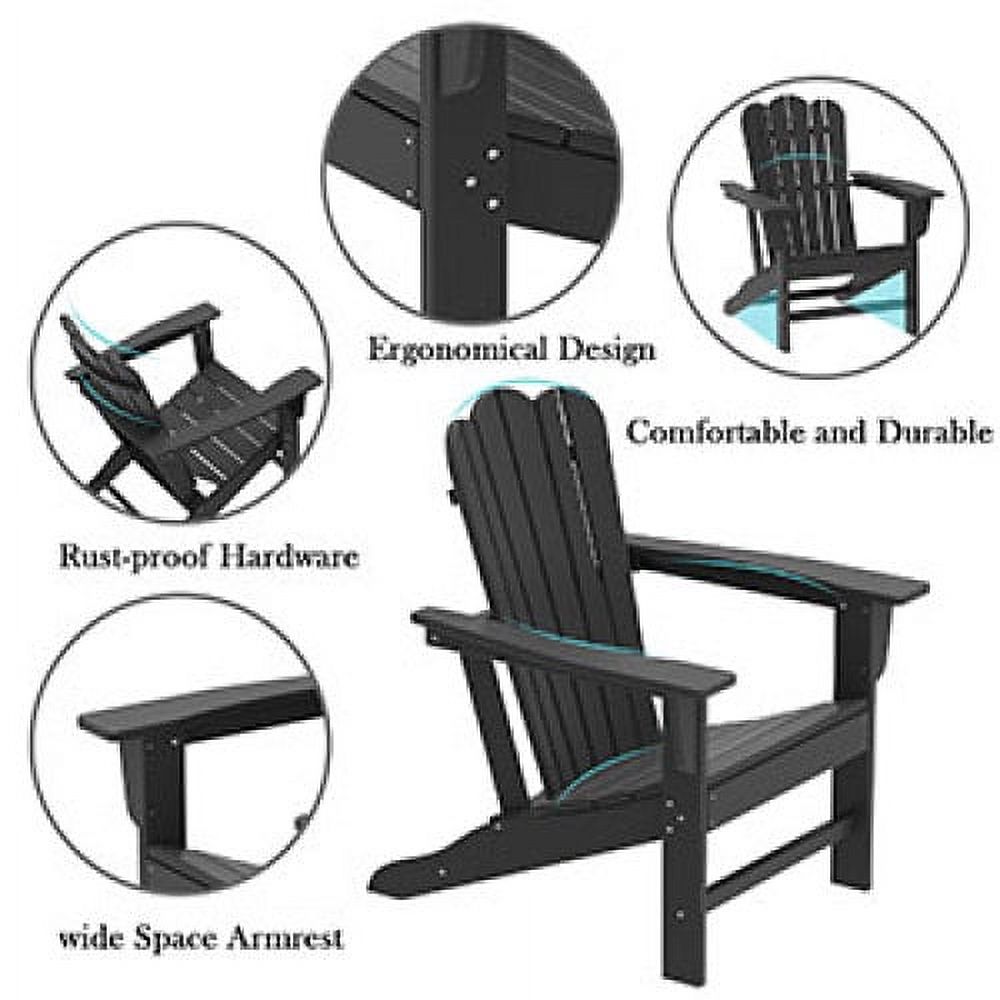 Adirondack Chair Plastic Weather Resistant, Backyard Chair for Patio Deck Garden Set of 3, with 2 Plastic Chairs & an Outdoor Side Table, Folding Outdoor Chair, Chair Patio Garden Chairs Black - image 4 of 7