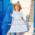 thumbnail image 6 of FORMRS Girls Short Sleeve Dress Summer Casual Round Neck A-line Beach Sundress, Sizes 2T-8T, Blue Animals Pattern, 6 of 8