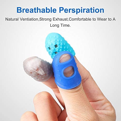 PATIKIL Rubber Finger Tips, 32 Pack Silicone Thumb Fingertip Protector  Covers Pads Thimble for Guitar Playing Office Counting Sewing, Blue, Sky  Blue 4 Size
