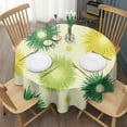 thumbnail image 3 of Green Yellow Dandelion Pattern Round Tablecloth 60"x60",Wrinkle Wipeable Table Cloth for Kitchen Dining Room Picnic Patio Party, 3 of 6